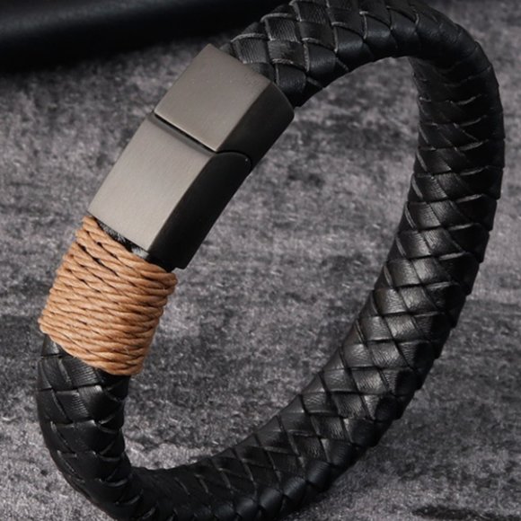 2/$35 💗 Real Leather Bracelet Silver & Black - Picture 11 of 16